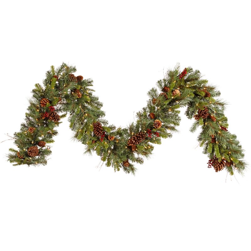 9' Cibola Mix Pre-Lit Garland with 100 Clear Lights