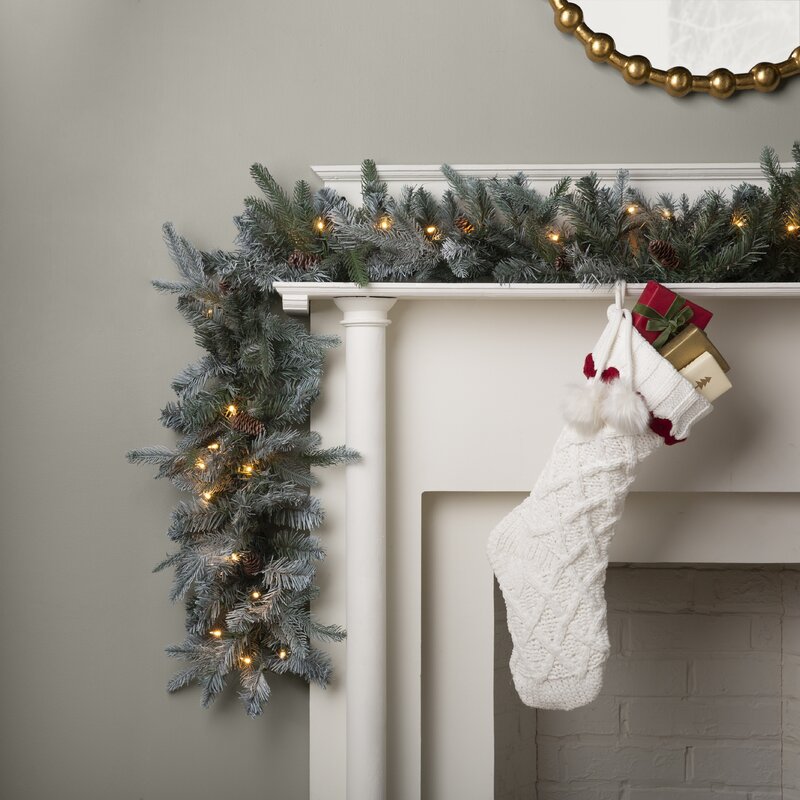 9' Frosted Arctic Pre-Lit Garland with 50 Clear/White Lights