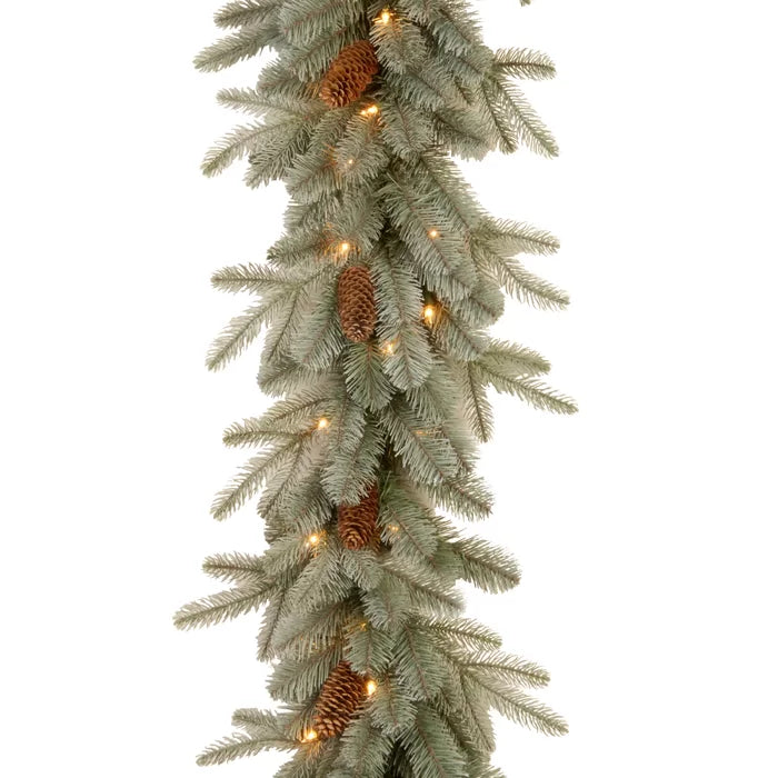 9' Frosted Arctic Pre-Lit Garland with 50 Clear/White Lights