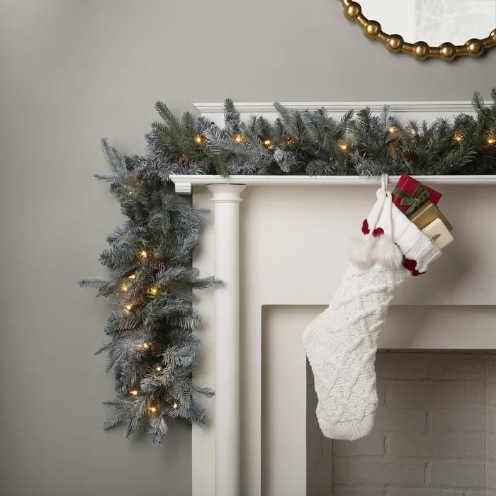 9' Frosted Arctic Pre-Lit Garland with 50 Clear/White Lights