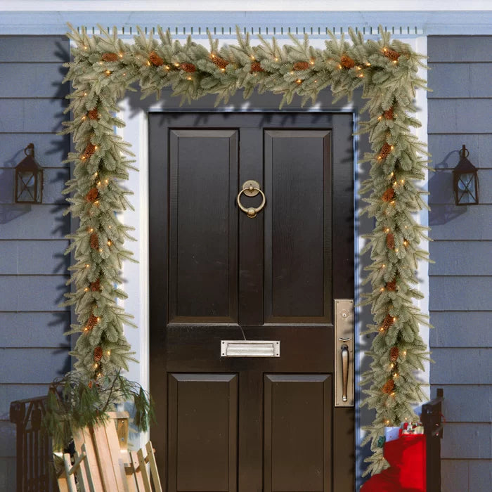 9' Frosted Arctic Pre-Lit Garland with 50 Clear/White Lights