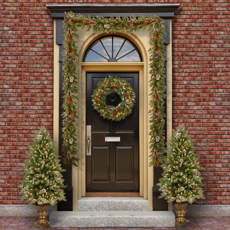 9' Frosted Berry Pre-Lit Garland with 100 Clear/White Lights