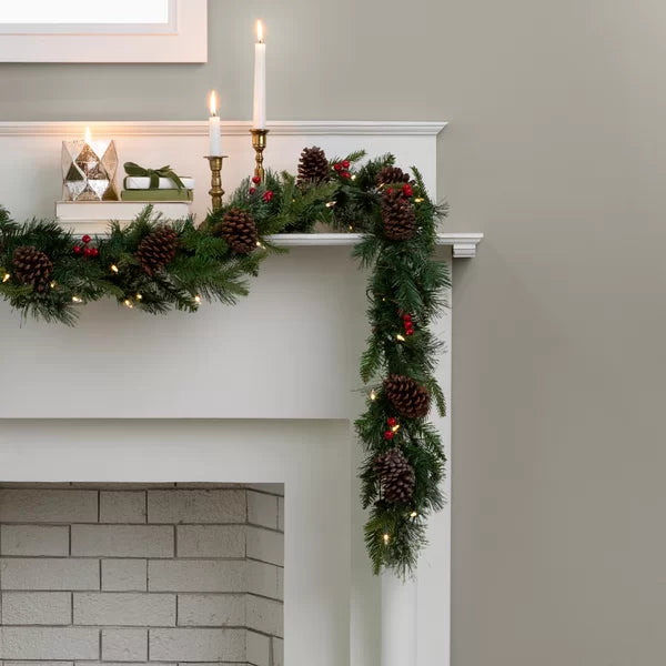 9' Garland with 50 Multi-Colored Lights