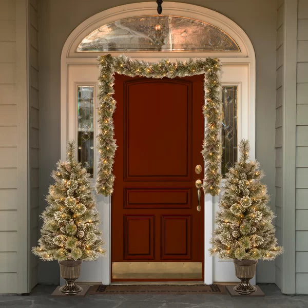 9' Glittery Bristle Pre-Lit Garland
