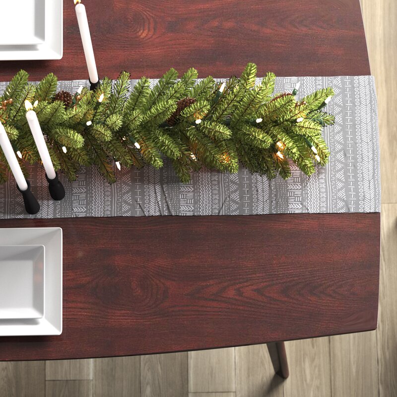 9' Glittery Faux Pine Garland with 100 Clear/White Lights KB192
