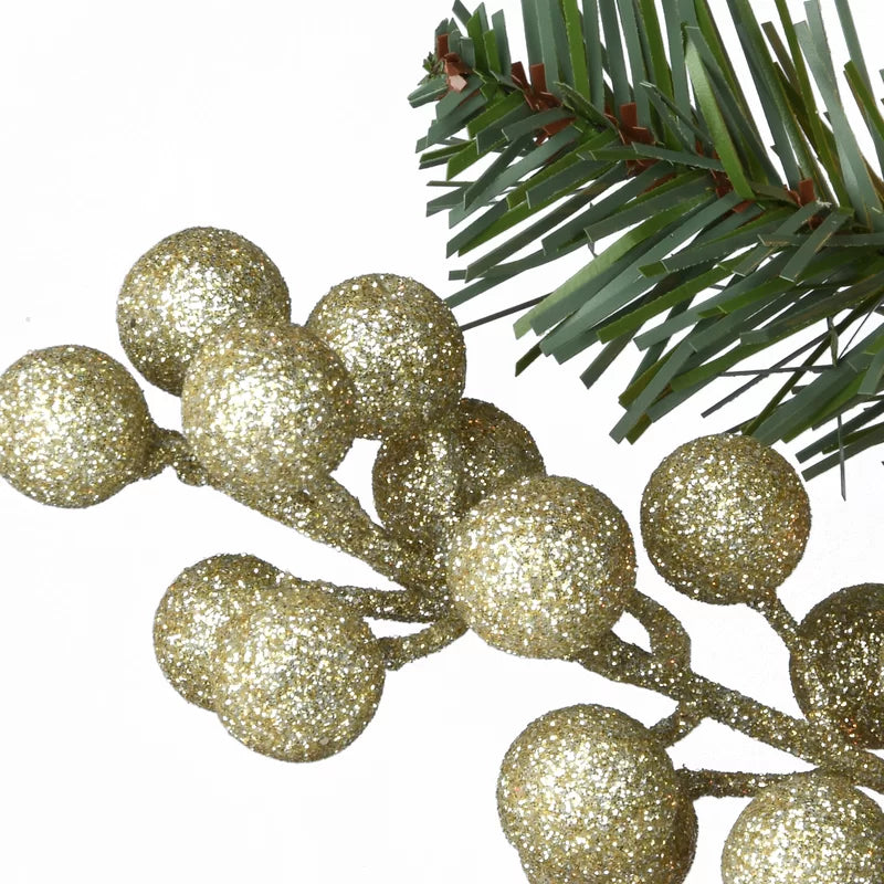 9' Glittery Pomegranate Pine Pre-Lit Garland with Clear Lights