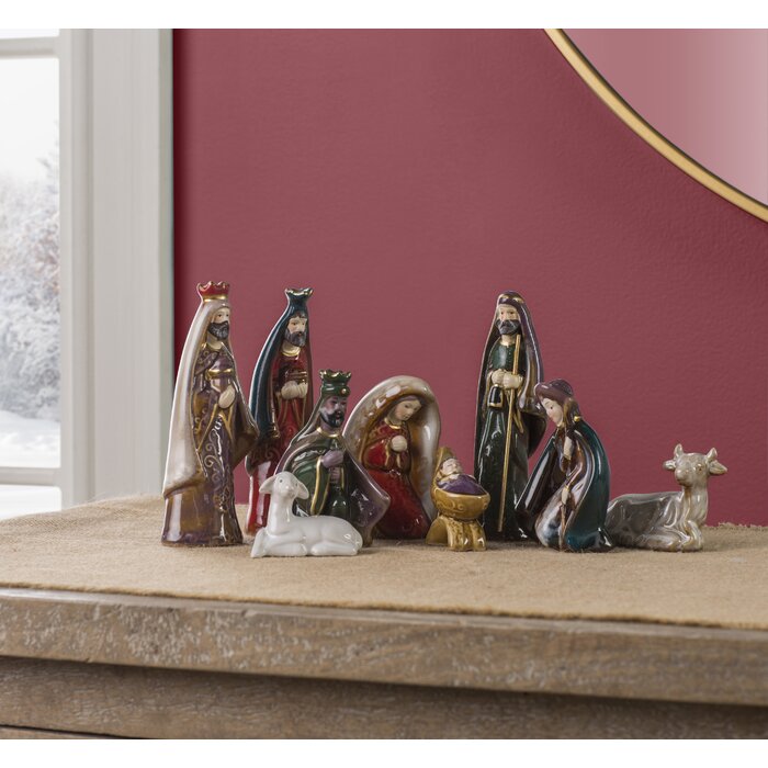 9 Piece Ceramic Nativity Set (#K6719)