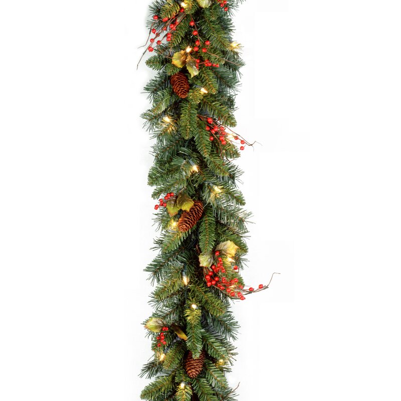 9' Pre-Lit Garland with 50 White Lights