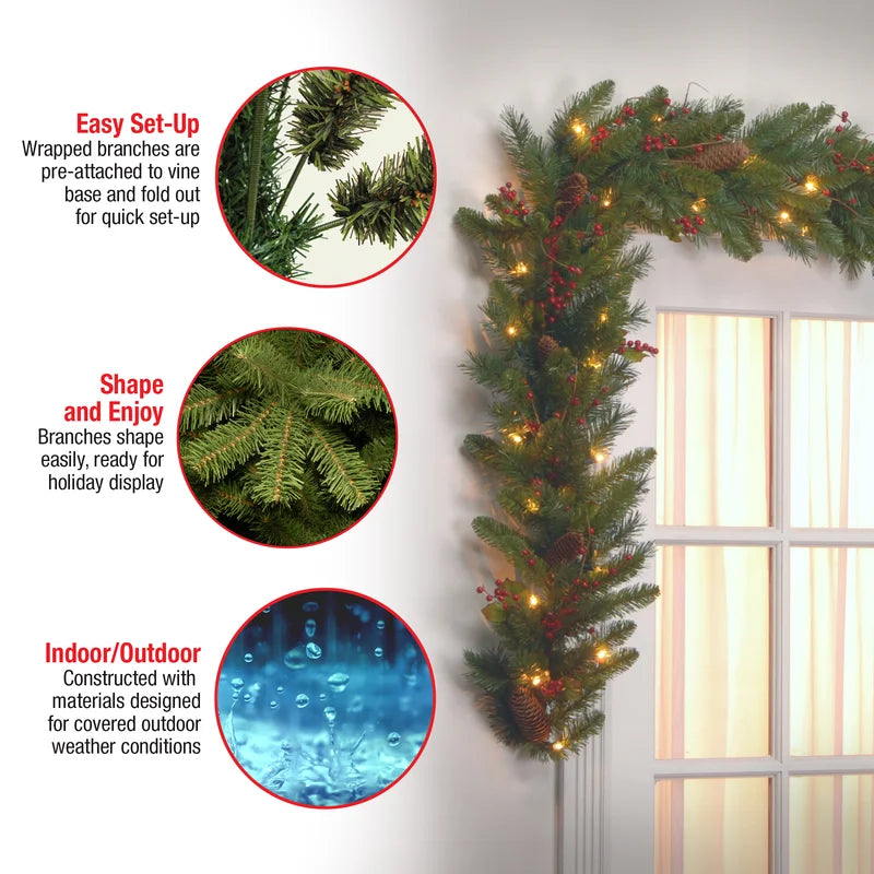 9' Pre-Lit Garland with 50 Clear/White Lights
