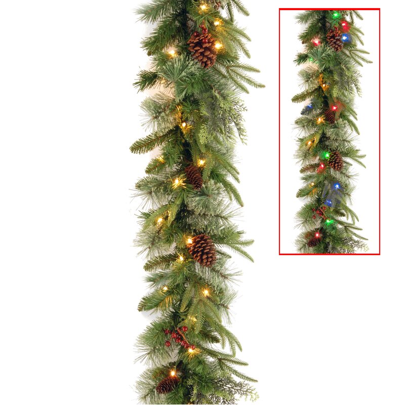 9' Pre-Lit Garland with 50 Multi-Colored Lights