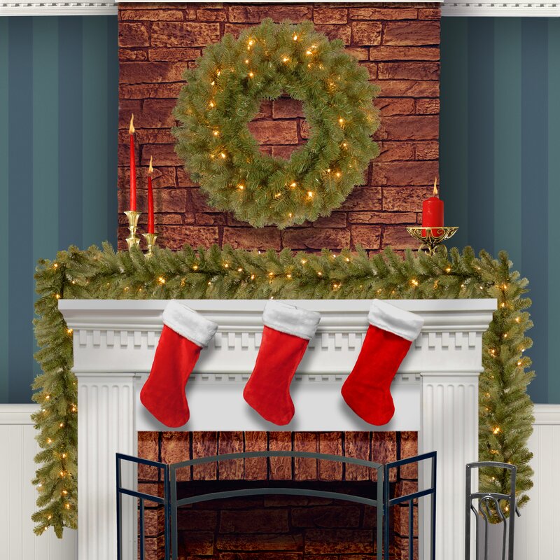 9' Pre-Lit Garland with 70 Clear Lights, (Set of 2)
