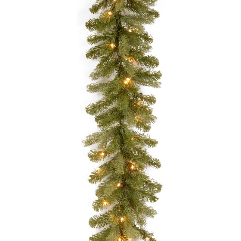 9' Pre-Lit Garland with 70 Clear Lights, (Set of 2)