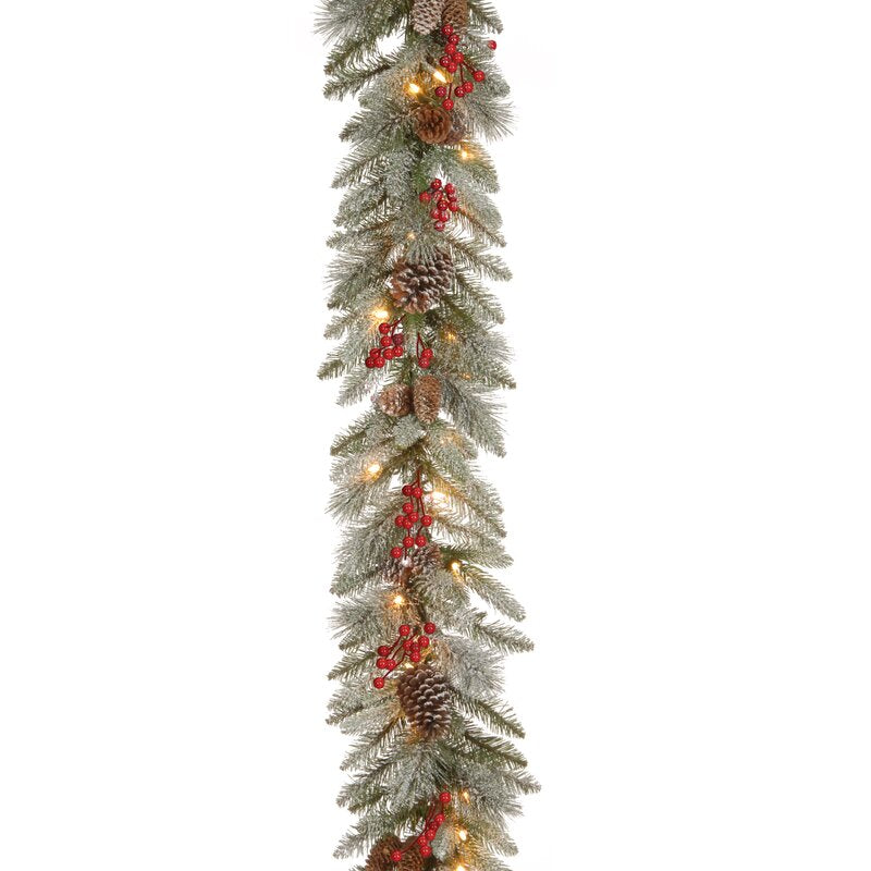 9' Snowy Bristle Berry Garland