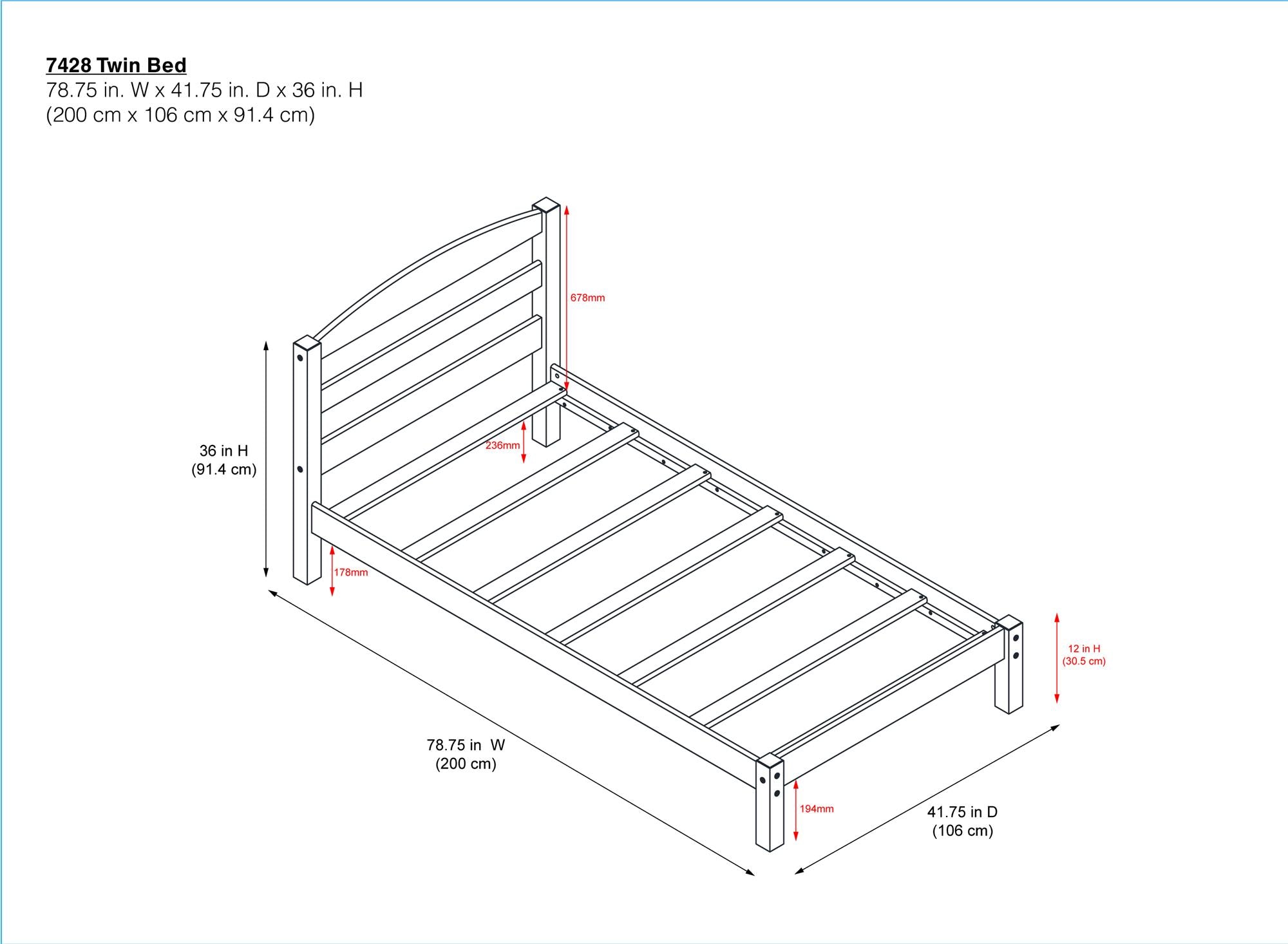 Better Homes & Gardens Leighton Twin Size Bed Frame, Bedroom Furniture, White RM320