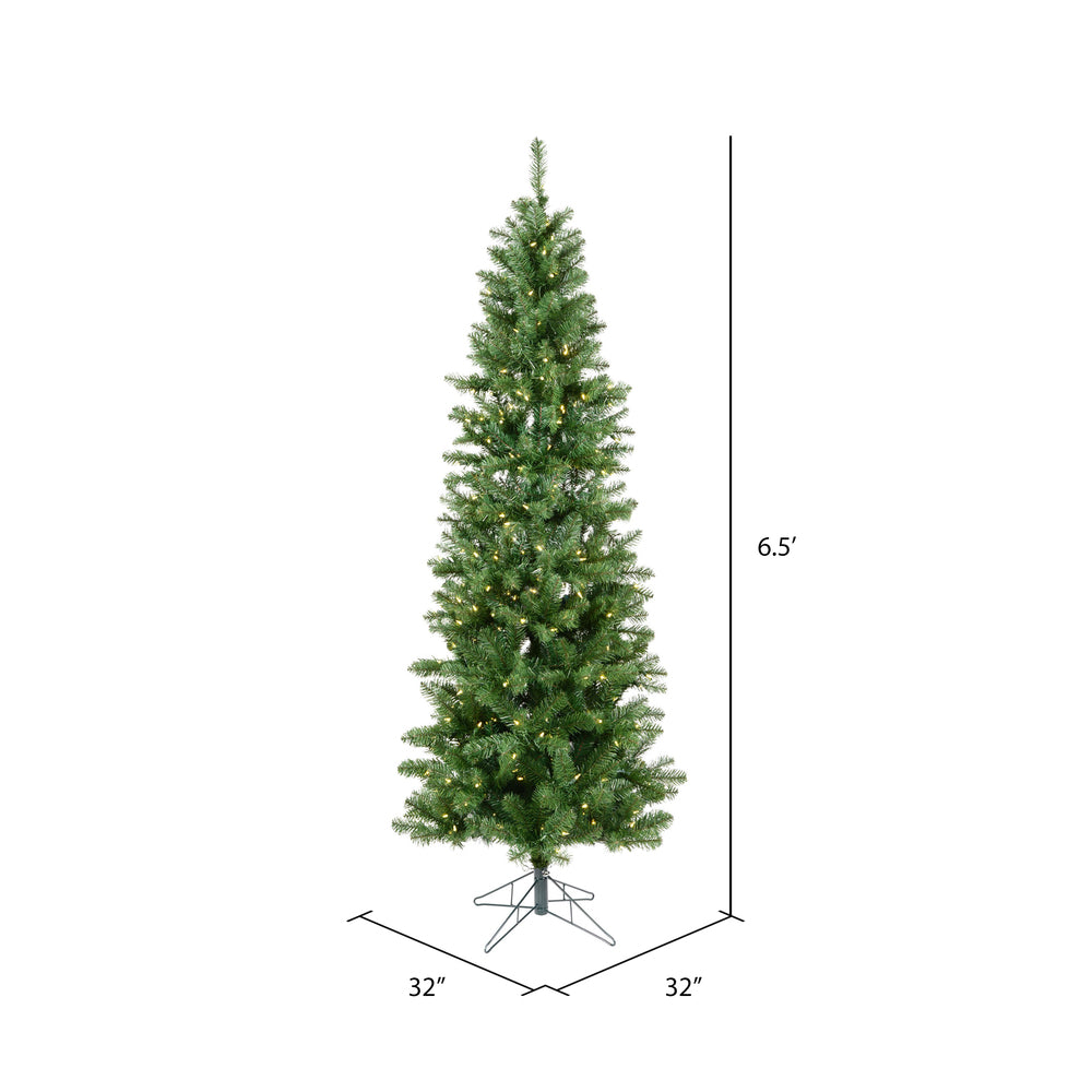 6.5' x 32" Salem Pencil Pine  with 300 LED Warm White Lights (#K5461)