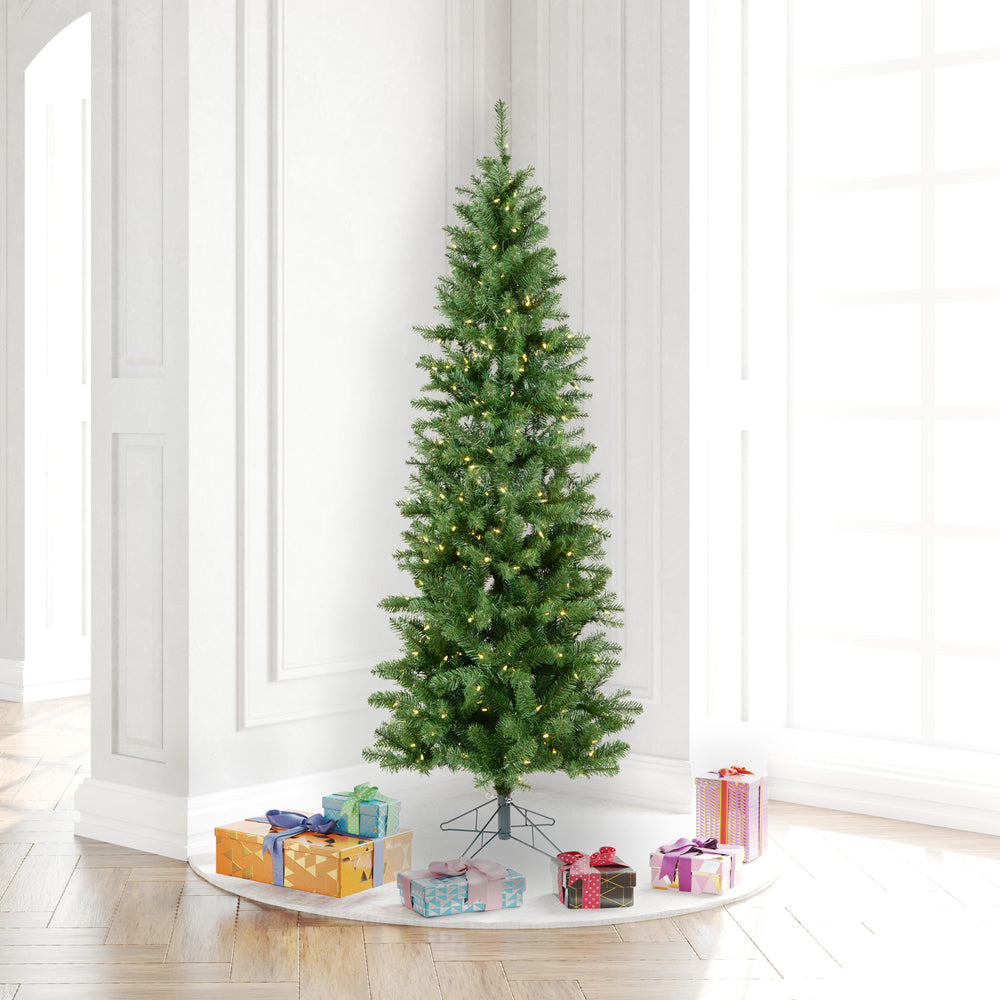 6.5' x 32" Salem Pencil Pine  with 300 LED Warm White Lights (#K5461)