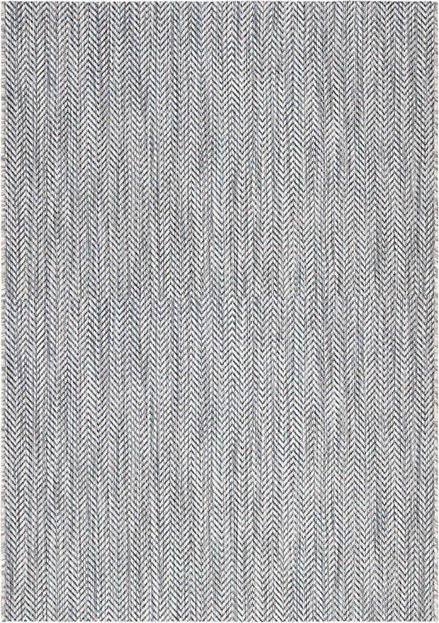 4' x 5'7" Grey/Navy Indoor/ Outdoor Waterproof Easy Cleaning Patio Backyard Mudroom Accent Rug