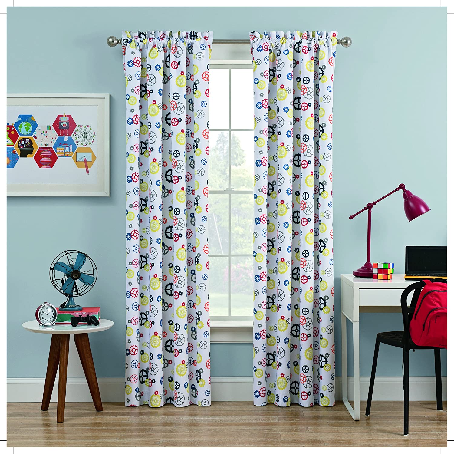 WAVERLYKids Room Darkening Curtains for Bedroom - Wind Me Up 42" x 84" (Set of 2) B82-KS303