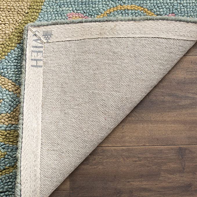 Blossom Collection 4' x 6' Blue/Multi Handmade Premium Wool Area Rug