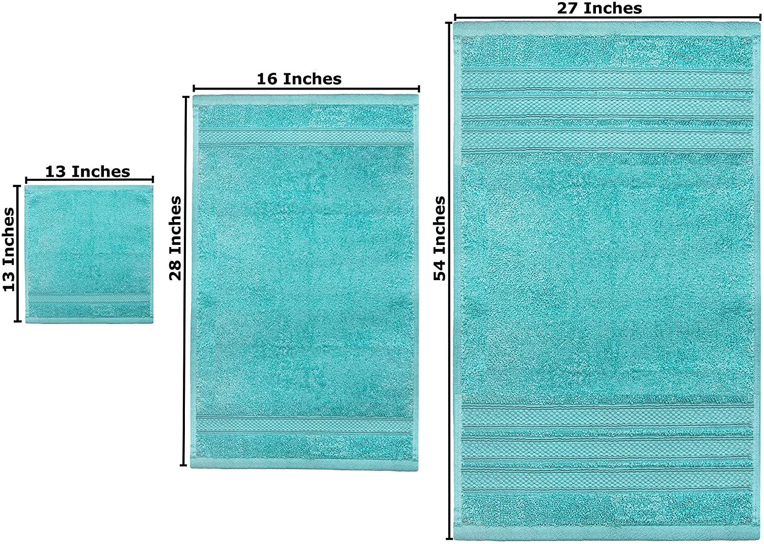 Weavely Towels - Teal Aqua Bath Towel Set of 6 Piece 100% Cotton Zero Twist Soft Luxurious and Highly Absorbent Hotel & Premium Spa Quality Towels 600 GSM 2X Bath Towels 2X Hand Towels 2X Wash Cloths B82-KS296