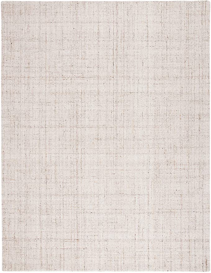 Abstract Collection ABT141D Handmade Premium Wool & Viscose Area Rug, 10' x 14', Ivory / Beige Square