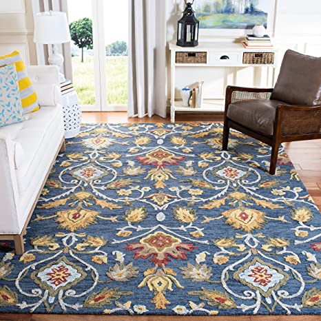 Blossom Collection 2'3" x 4' Navy / Multi Handmade Premium Wool Accent Rug