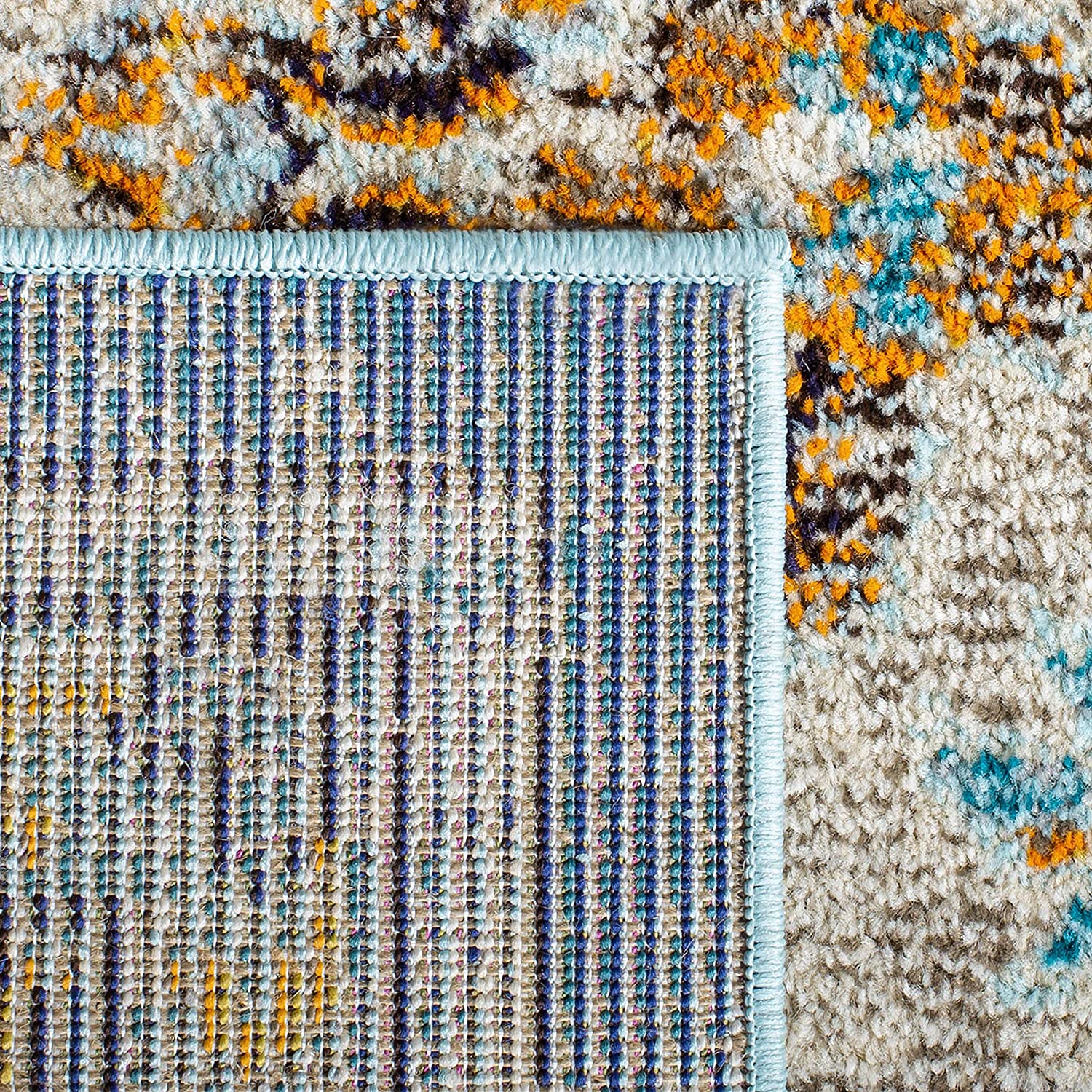 Madison Collection 12' x 15' Blue / Light Blue MAD473M Boho Chic Medallion Distressed Non-Shedding Living Room Bedroom Dining Home Office Area Rug