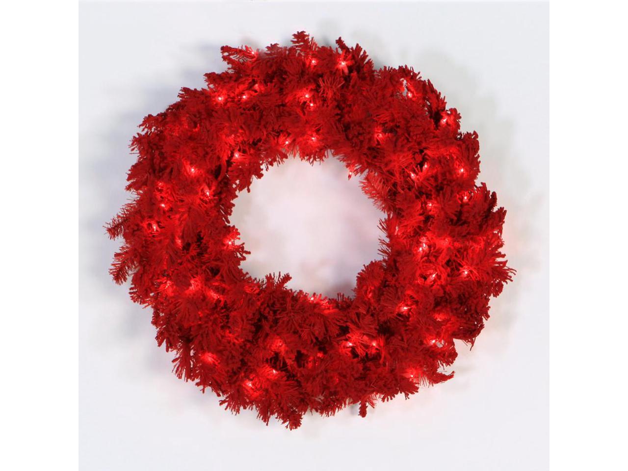 24" Flk Red Wreath DuraLit LED 50Rd 150T