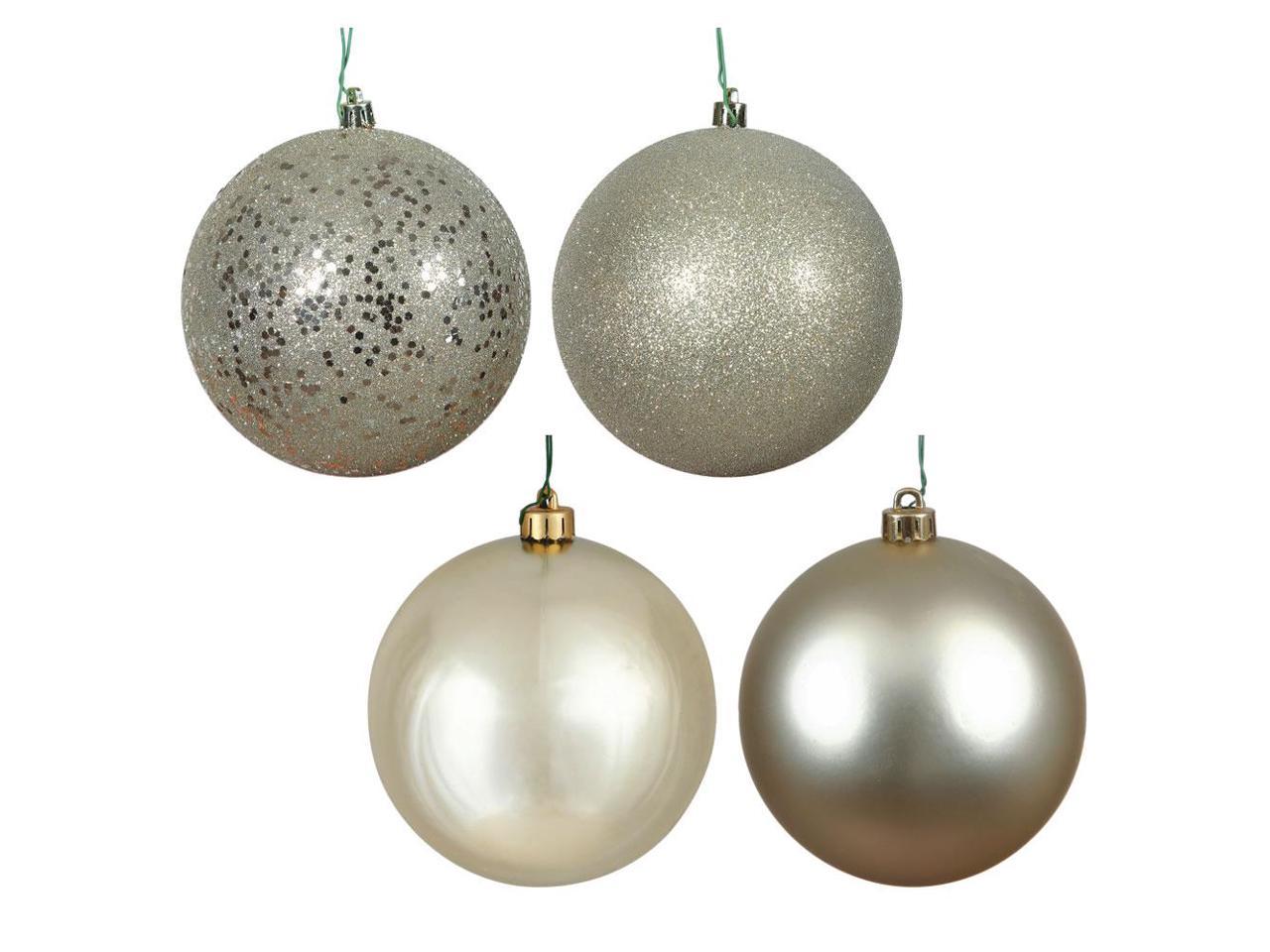 2.4" Champagne 4 Finish Orn Asst 60/Box