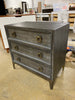30'' Tall 3 - Drawer Bachelor's Chest in Dark Gray/ Brass