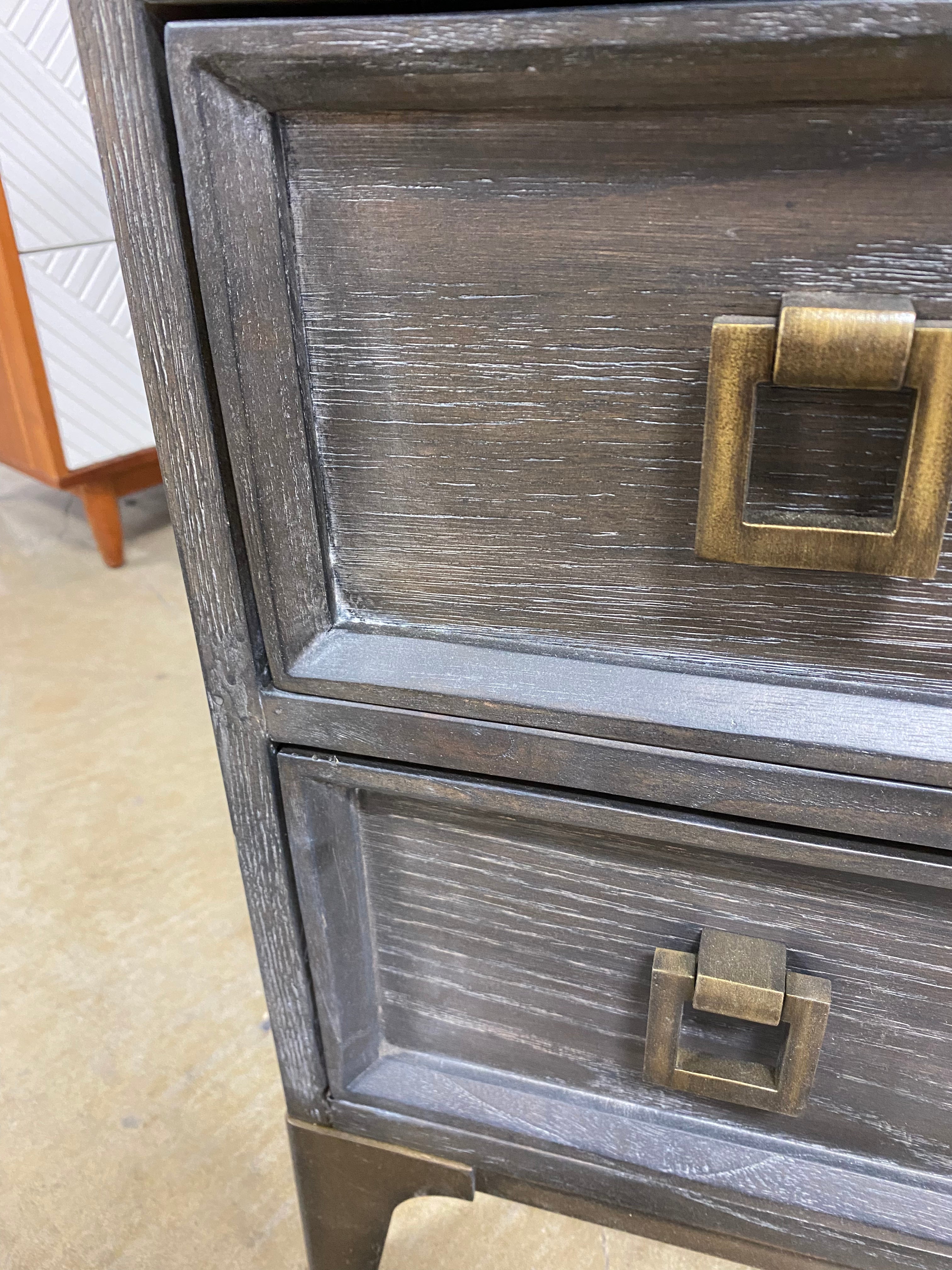 30'' Tall 3 - Drawer Bachelor's Chest in Dark Gray/ Brass