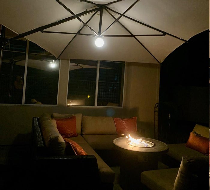 12.5 by 8 Feet Rectangular Cantilever Umbrella with Solar Lights
