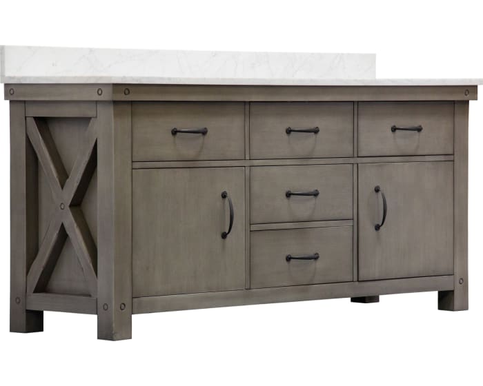 Aberdeen Grizzle Gray 72" Double Sink Bathroom Vanity