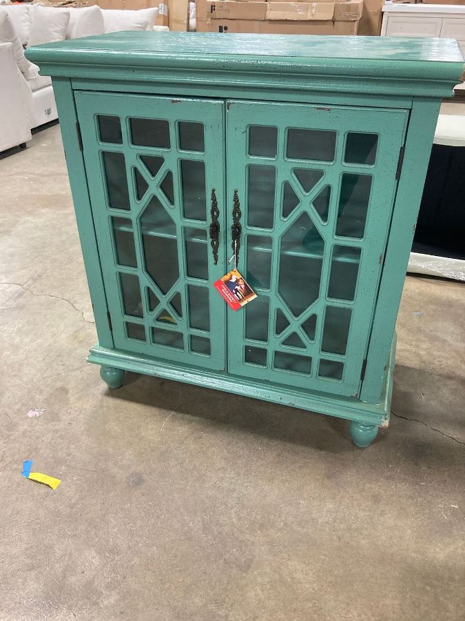 36" Two Door Cabinet, in Bayberry Blue Rub AS-IS OP030