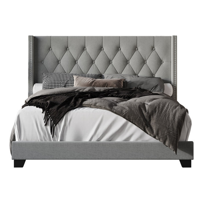 Queen Light Gray Aadvik Upholstered Bed