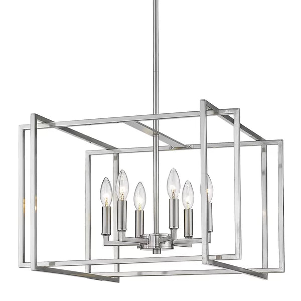 Aairah Chandelier, 6-Light, Pewter, 21"W