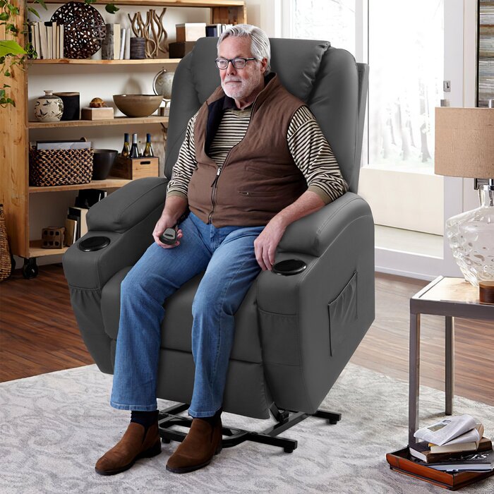 Aairah Faux Leather Power Reclining Heated Massage Chair
