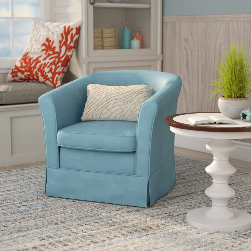 Aajaylah 27.5'' Wide Swivel Slipcovered Barrel Chair CA468