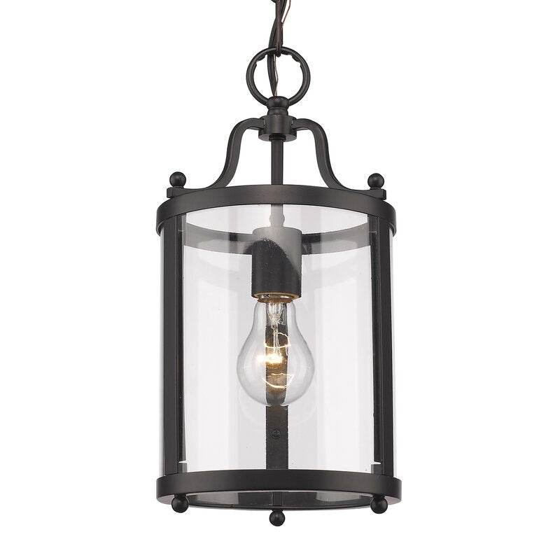Aarav 1-Light Lantern Cylinder Pendant, Black (#827)