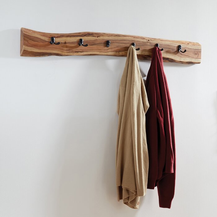 Aaravreddy 48'' Wide Solid Wood 12 - Hook Wall Mounted Coat Rack,