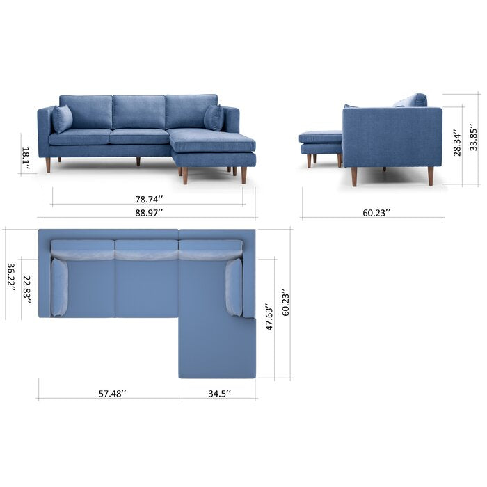 Aaron 88.98" Wide Reversible Sofa & Chaise OP009