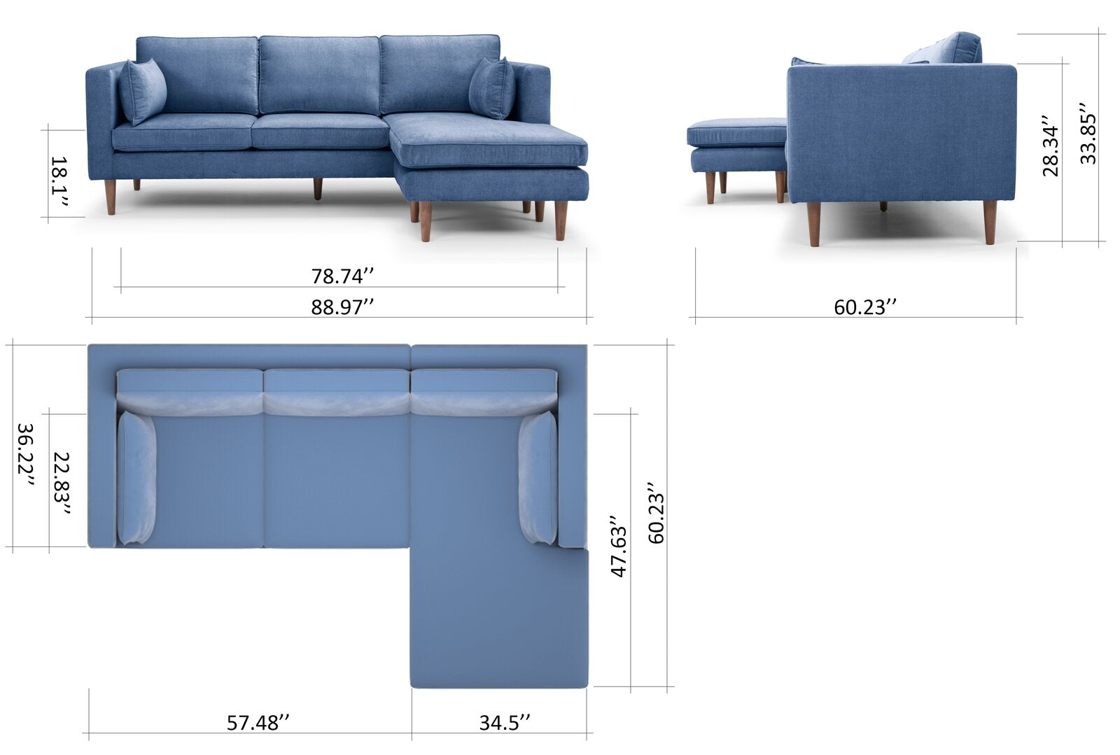 Aaron 88.98" Wide Reversible Sofa & Chaise CL221