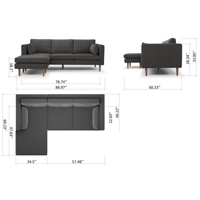 Aaron 88.98" Wide Reversible Sofa & Chaise