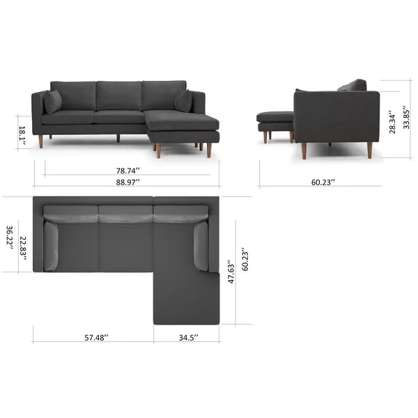 Aaron 88.98" Wide Reversible Sofa & Chaise
