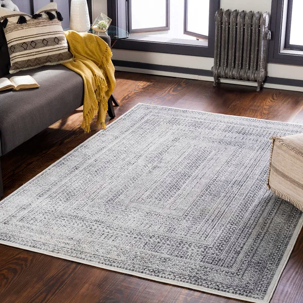 Aavyn Oriental Area Rug in Gray rectangle 6'10"x9'