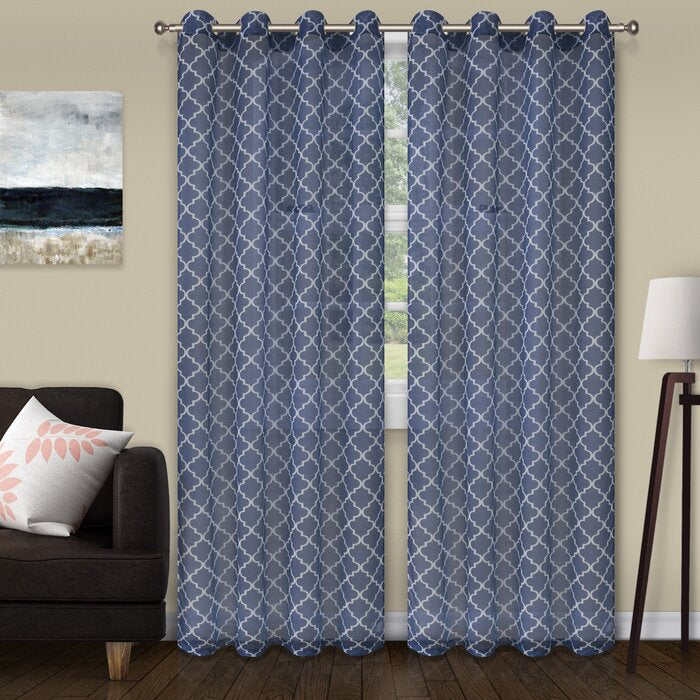 Abarca Geometric Sheer Grommet Curtain Panels (Set of 2) EE320