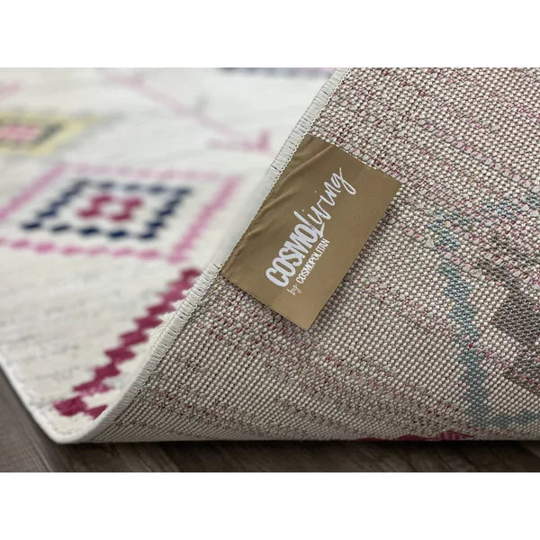 Abarca Southwestern Area Rug in Light Gray/Pink/Blue 2'3" x 6"