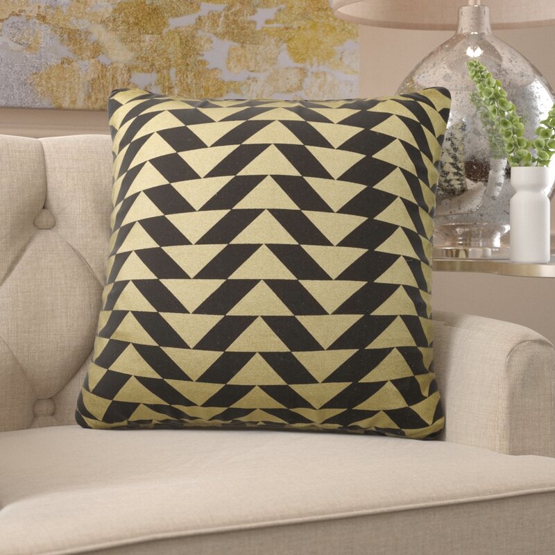 Black Abbi Feather  Indoor/Outdoor Geometric Throw Pillow (Set of 3) MG279