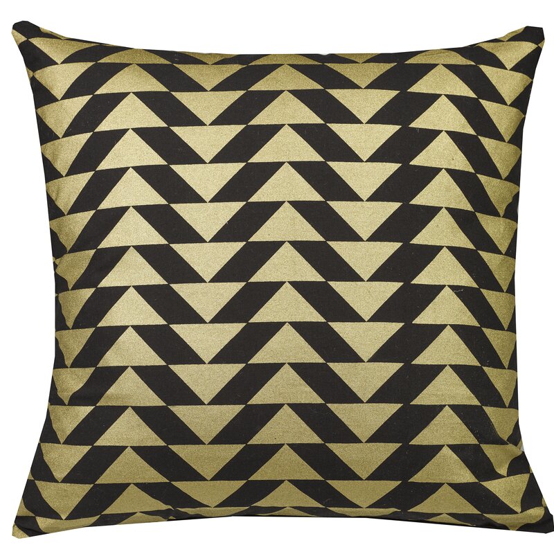 Black Abbi Feather  Indoor/Outdoor Geometric Throw Pillow (Set of 3) MG279