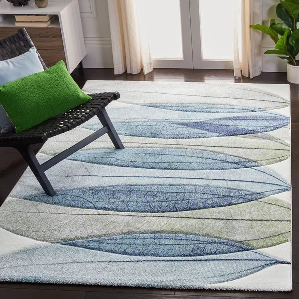 Abbie-Leigh Floral Area Rug in Ivory/Blue rectangle 4'x6'